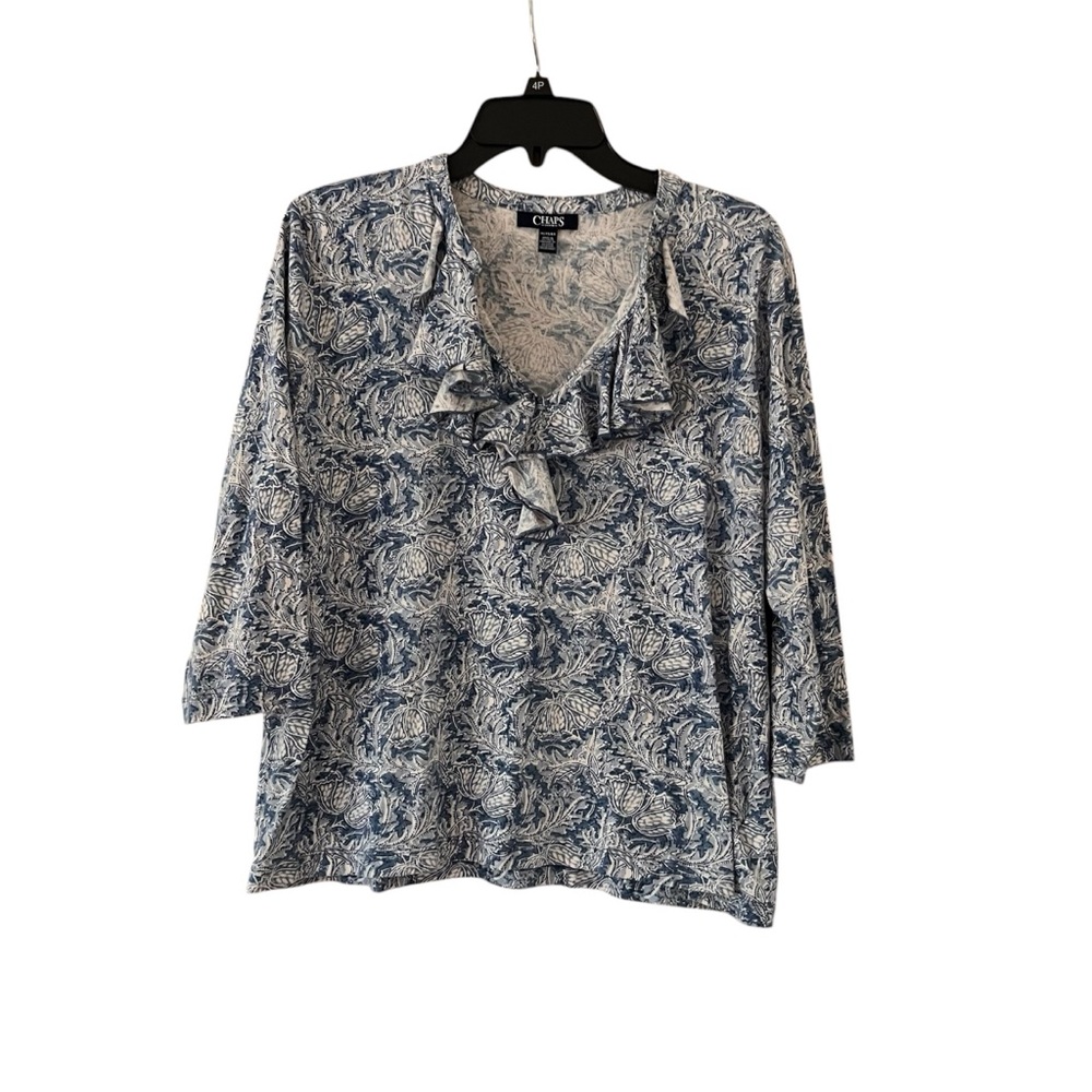 Chaps Women’s XL Blue And White Pullover